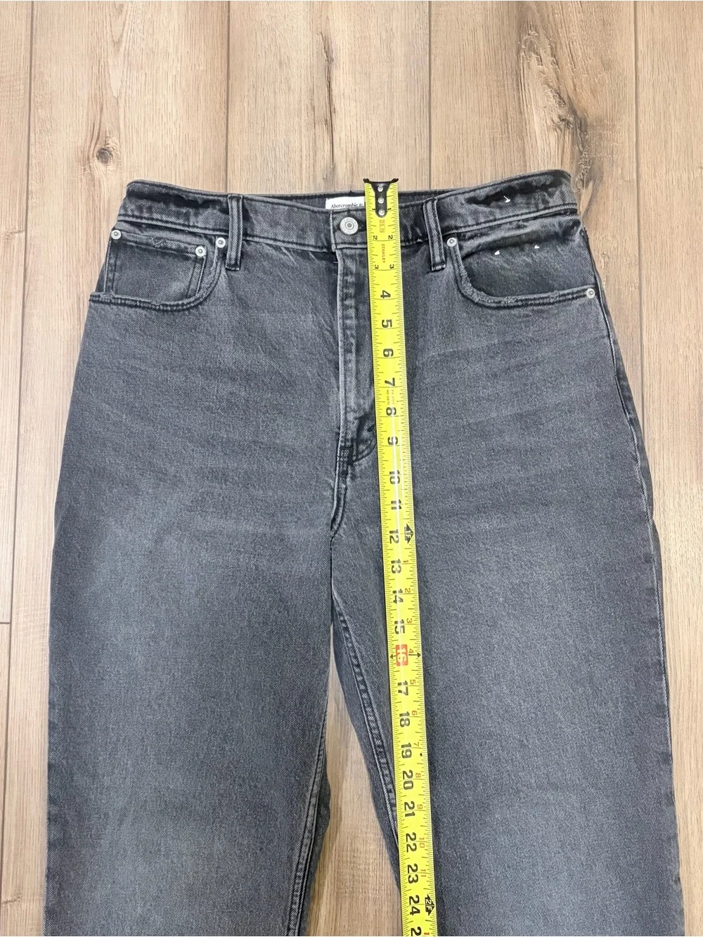 Abercrombie 90s Straight Ultra High Rise Gray Jeans Grunge Y2K 30 Charcoal - Picture 11 of 14